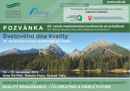 Svetového d a kvality - Slovenská spoločnosť pre kvalitu