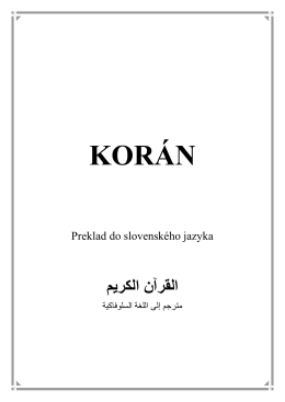 Koran - preklad do slovenskeho jazyka