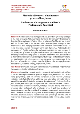 Riadenie výkonnosti a hodnotenie pracovného výkonu