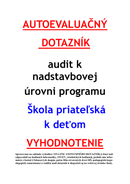 VYHOD. ON-LINE DOTAZNÍKA-AUDIT 2014-2015