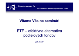 ETF – efektívna alternatíva podielových fondov