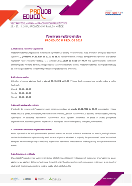 Pokyny pre vystavovateľov PRO EDUCO & PRO JOB 2014