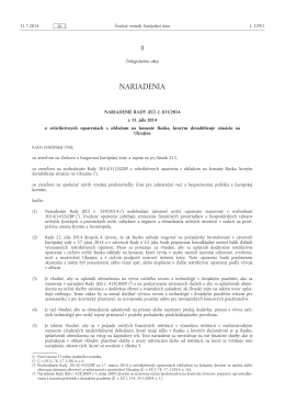 NARIADENIE RADY (EÚ) č. 833/ 2014 - z 31. júla 2014