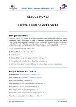 SLEDGE HOKEJ Správa o sezóne 2011/2012