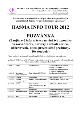HASMA INFO TOUR 2012 POZVÁNKA