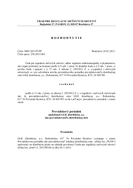 Prevádzkový poriadok: 0001/2013/P-PP (pdf)
