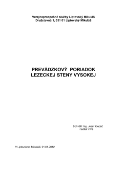 prevádzkový poriadok lezeckej steny vysokej