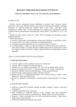 poriadok školského internátu platný od 1.7.2013