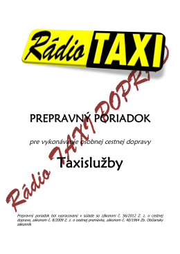 Prepravný poriadok - radio taxi poprad