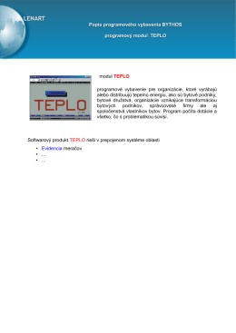 modul TEPLO programové vybavenie pre organizácie
