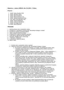 Zápisnica z výboru SSŠLB dňa 12.6.2014