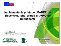 IROP 2014-2020 / Implementácia prístupu LEADER na