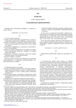 97/2013 Zákon o pozemkových spoločenstvách