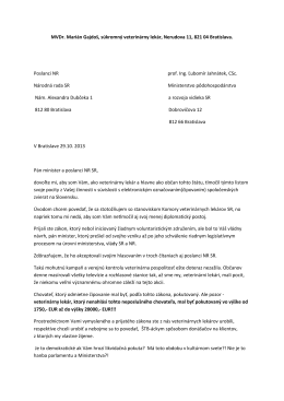 Otvorený list člena KVL SR adresovaný ministrovi MPRV SR