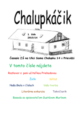 1. číslo Chalupkáčika r. 2013/2014