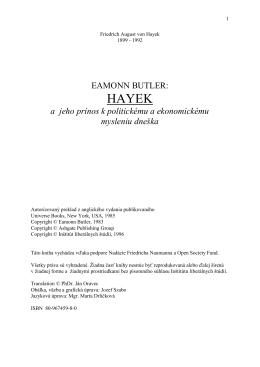 Eamon BUTLER: HAYEK - Liberálna spoločnosť
