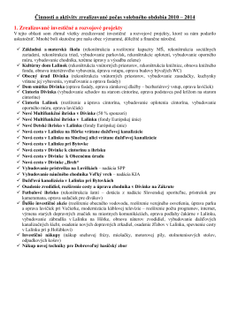 Výpis vykonaných činností vo volebnom období 2010