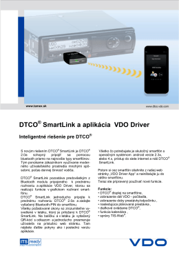 DTCO SmartLink a aplikácia VDO Driver