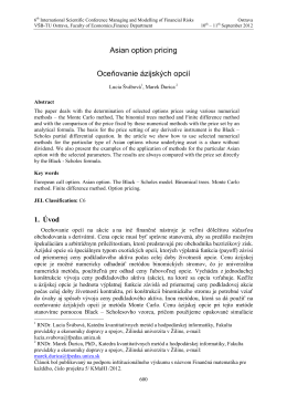 Asian option pricing Oceňovanie ázijských opcií