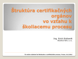 Štruktúra certifikačných orgánov vo vzťahu k školiacemu