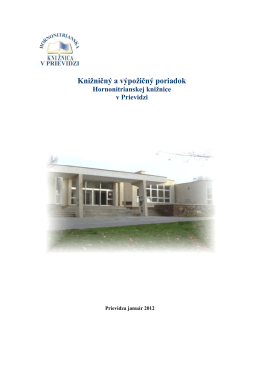 Knižničný a výpožičný poriadok - Hornonitrianska knižnica v Prievidzi
