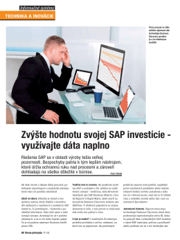 Zvýšte hodnotu svojej SAP investície - využívajte dáta naplno