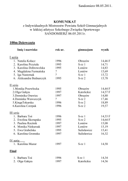 HARMONOGRAM PRZEPROWADZENIA CZĘŚCI USTNEJ