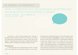 stav a perspektívy vyučovania slovenčiny na karlovej univerzite v