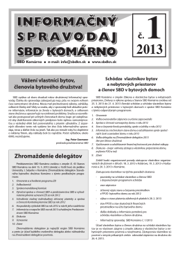 Spravodaj 2013/01 - Stavebné bytové družstvo Komárno