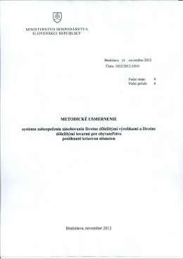 Metodické usmernenie MH SR č. 1832/2012