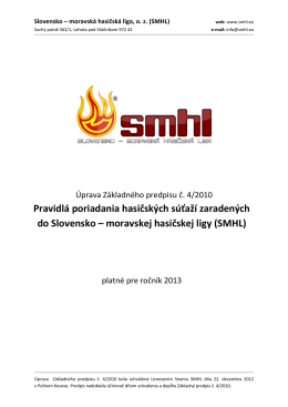 Pravidlá SMHL pre ročník 2013