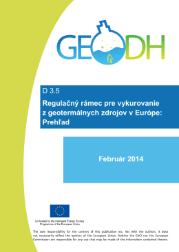 D 3.5 Regulačný rámec pre vykurovanie z geotermálnych