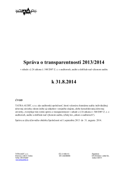 Správa o transparentnosti 2013/2014 k 31.8.2014