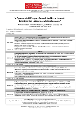programme - xiv międzynarodowy kongres polskiego towarzystwa