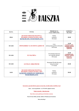 repertuar Kina Halszka na dni od 9 do 16 kwietnia 2015