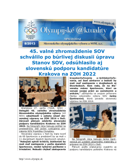 Olympijské aktuality 8/2013 - Slovenský olympijský výbor