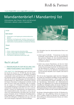 Mandantenbrief / Mandantný list