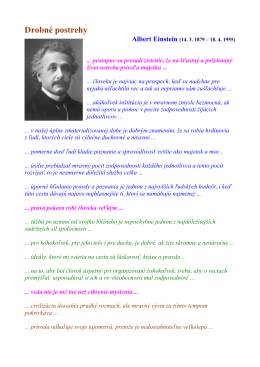 Albert EINSTEIN (1879-1955) Úvahy a myšlienky