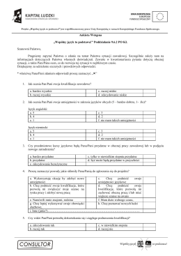 Ankieta Wstępna „Wspólny język to podstawa!” Poddziałanie 9.6.2