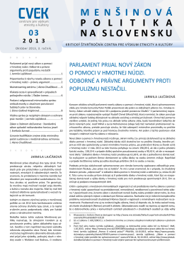 Mensinova politika na Slovensku 3/2013