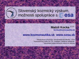Slovenský kozmický výskum, možnosti spolupráce s ESA