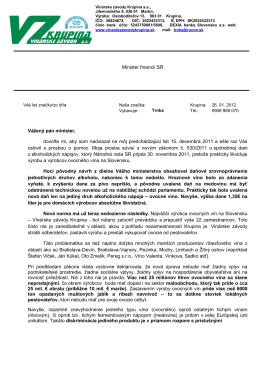 List – minister financií – január 2012