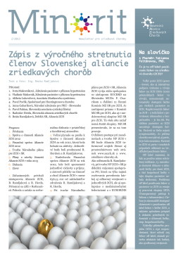Minorit 2/2013 - Slovenská aliancia zriedkavých chorôb