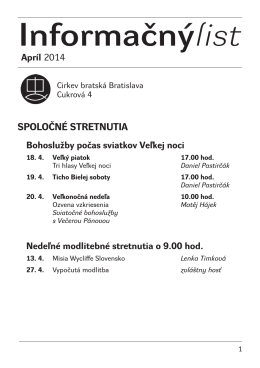 Informačnýlist Apríl 2014 - Cirkev bratská v Bratislave