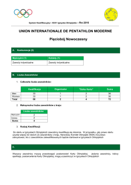 Rio 2016 System Kwalifikacji Pięciobój Nowoczesny