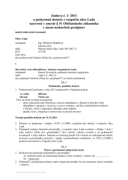 Zmluva č. 1/ 2011 o poskytnutí dotácie z rozpočtu obce