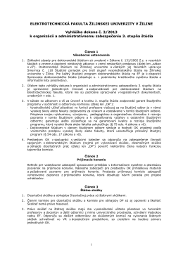 Vyhláška dekana č. 3/2013 k organizácii a administratívnemu