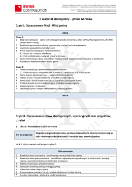 II warsztat strategiczny – gmina Gorzków Część I. Opracowanie Misji