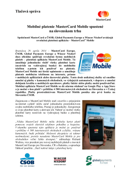 Mobilní placení MasterCard Mobile spuštěno na slovenském trhu