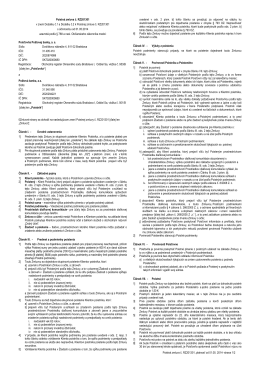 Poistná zmluva č. RZ201301, platnosť od 01.05. 2014